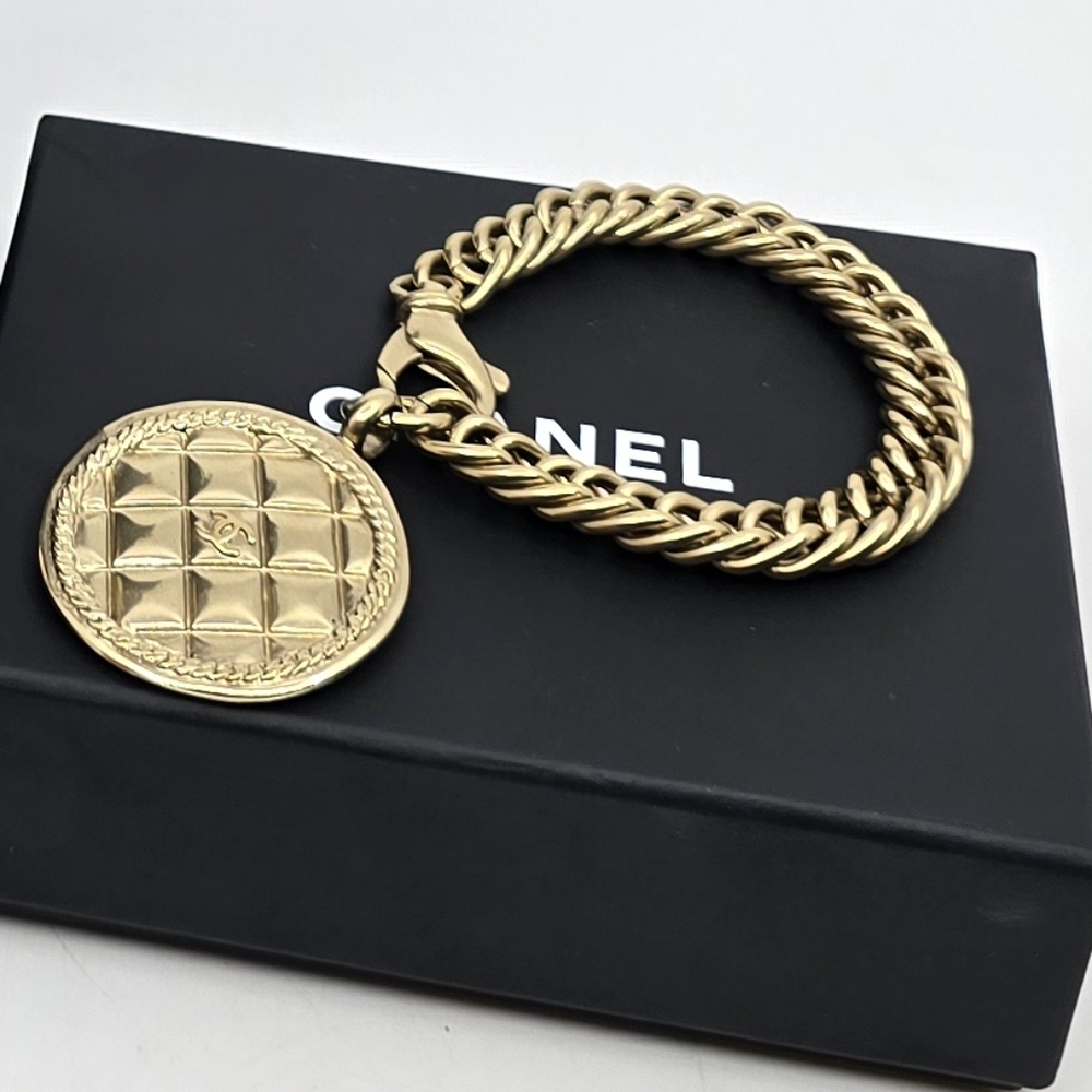 Chanel Quilted Medallion Pendant Bracelet